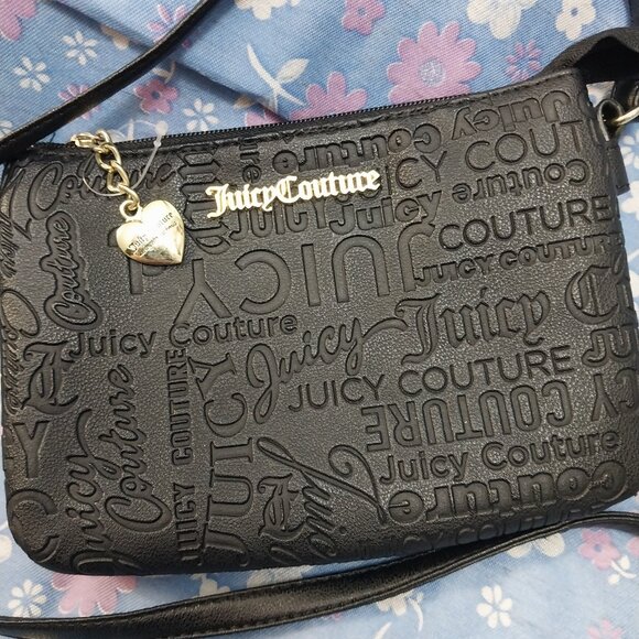 3195 Small Black Juicy Couture Crossbody Bag Purse. In Excellent Condition. - Picture 2 of 15